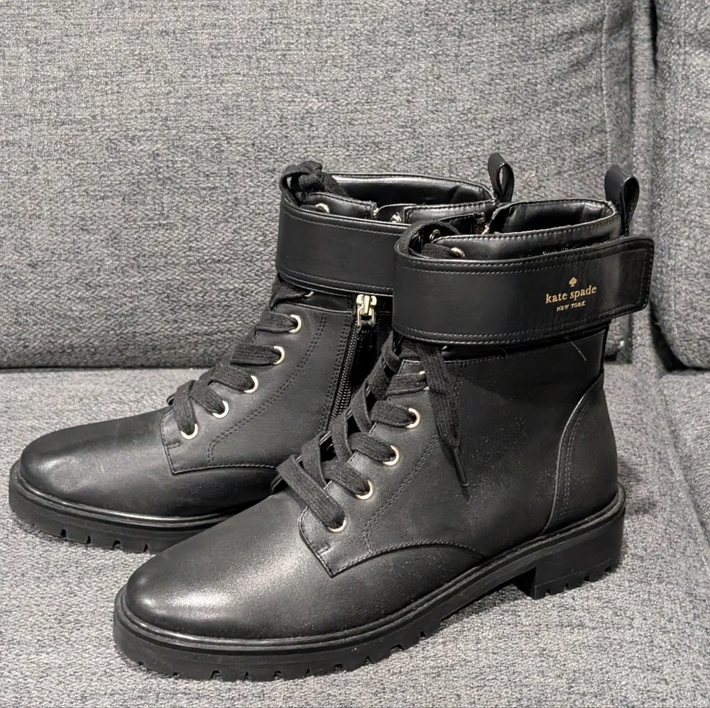 Kate Spade Black Leather Ankle Boots